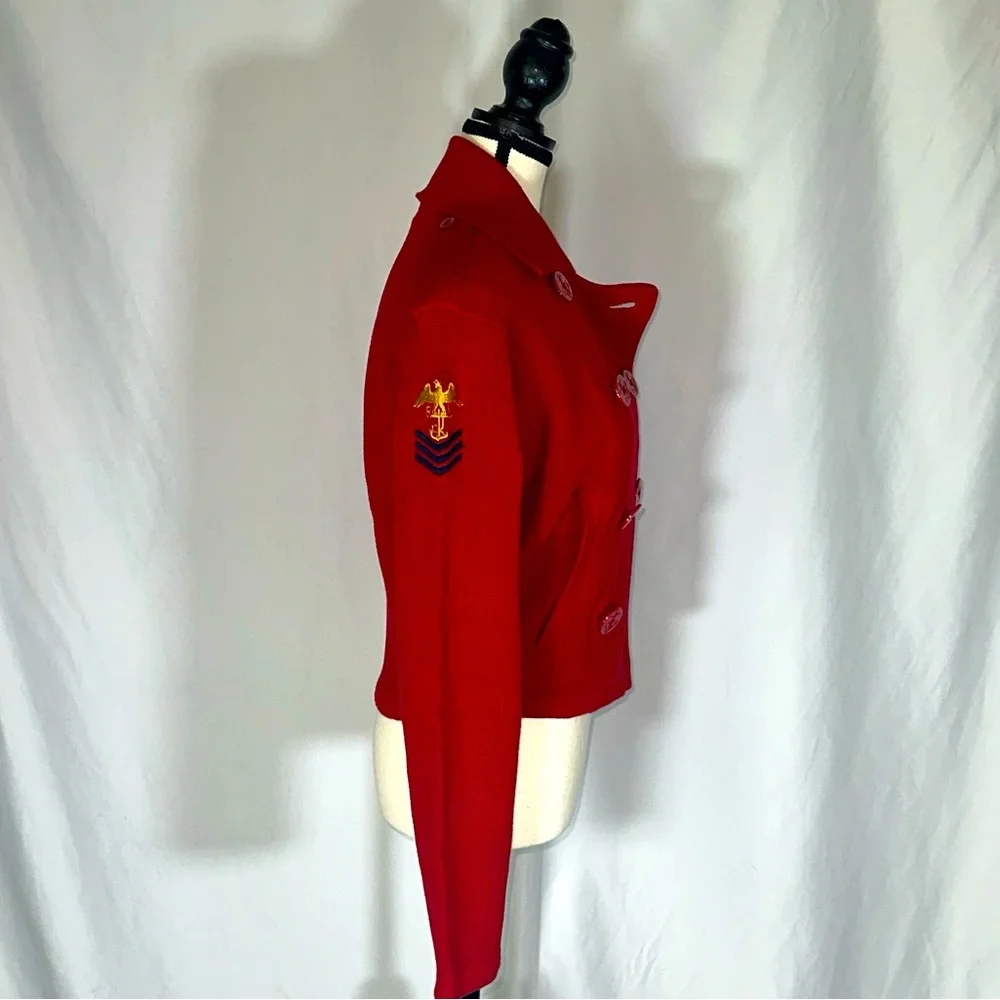 Ralph Lauren • 90s Vintage Double Breasted Blazer Red Nautical Embroidered Sz M - Picture 4 of 10